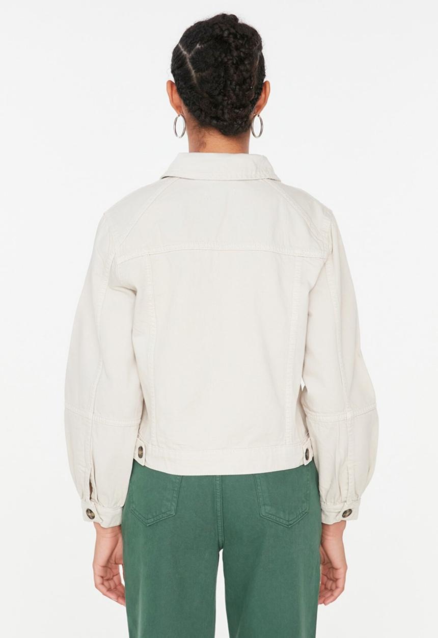 Trendyol - Button detailed denim jacket  - ecru