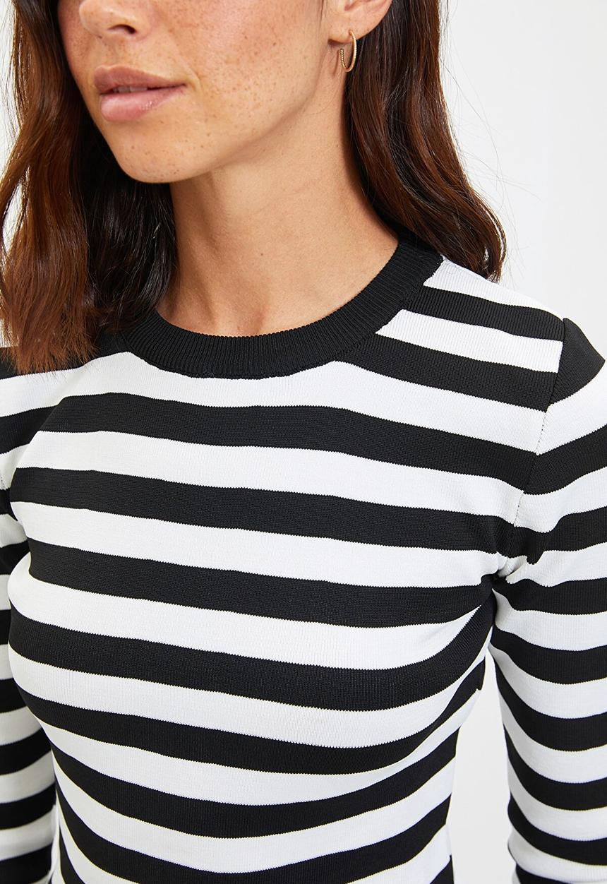 Trendyol - Striped knitwear sweater - black
