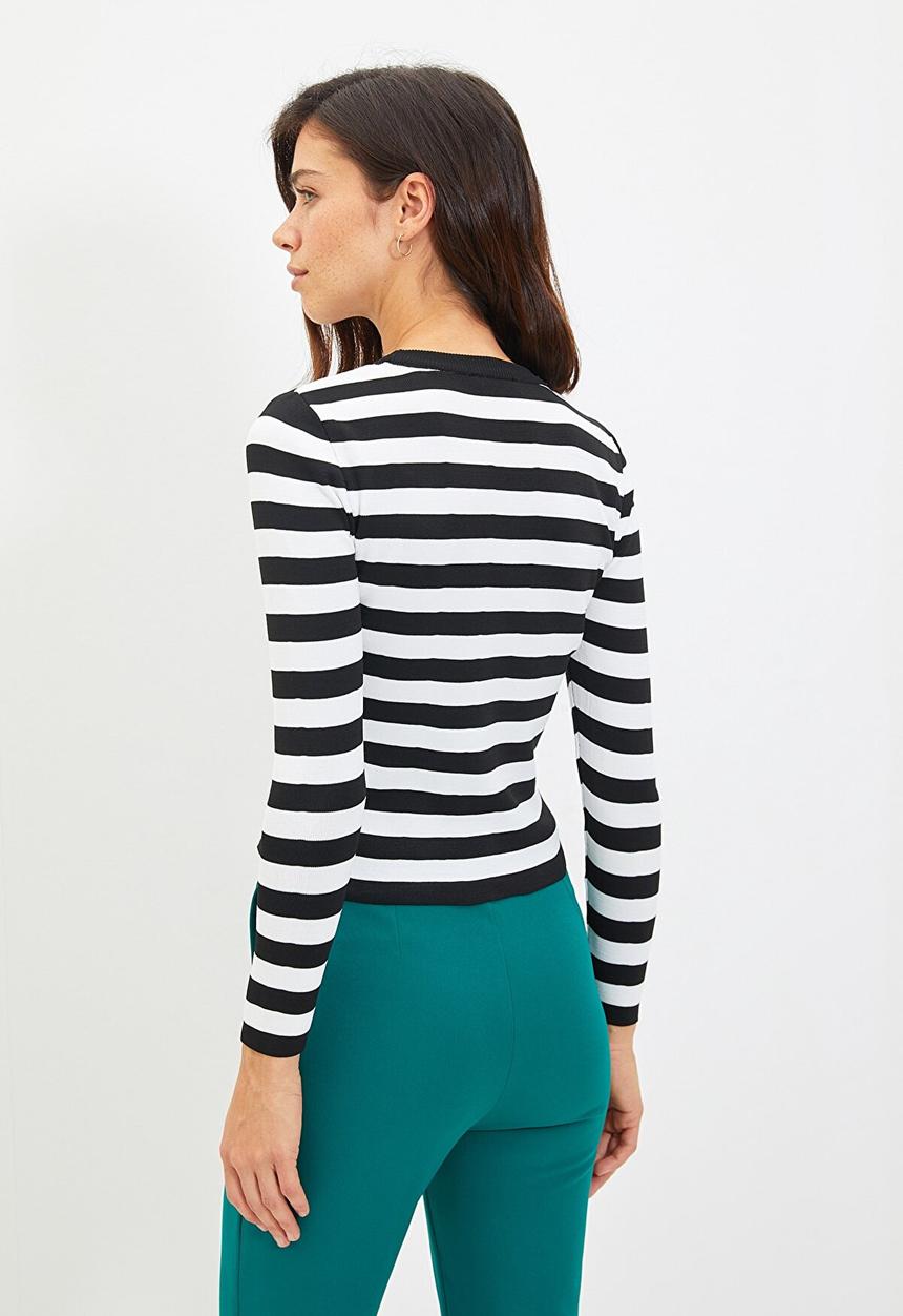 Trendyol - Striped knitwear sweater - black