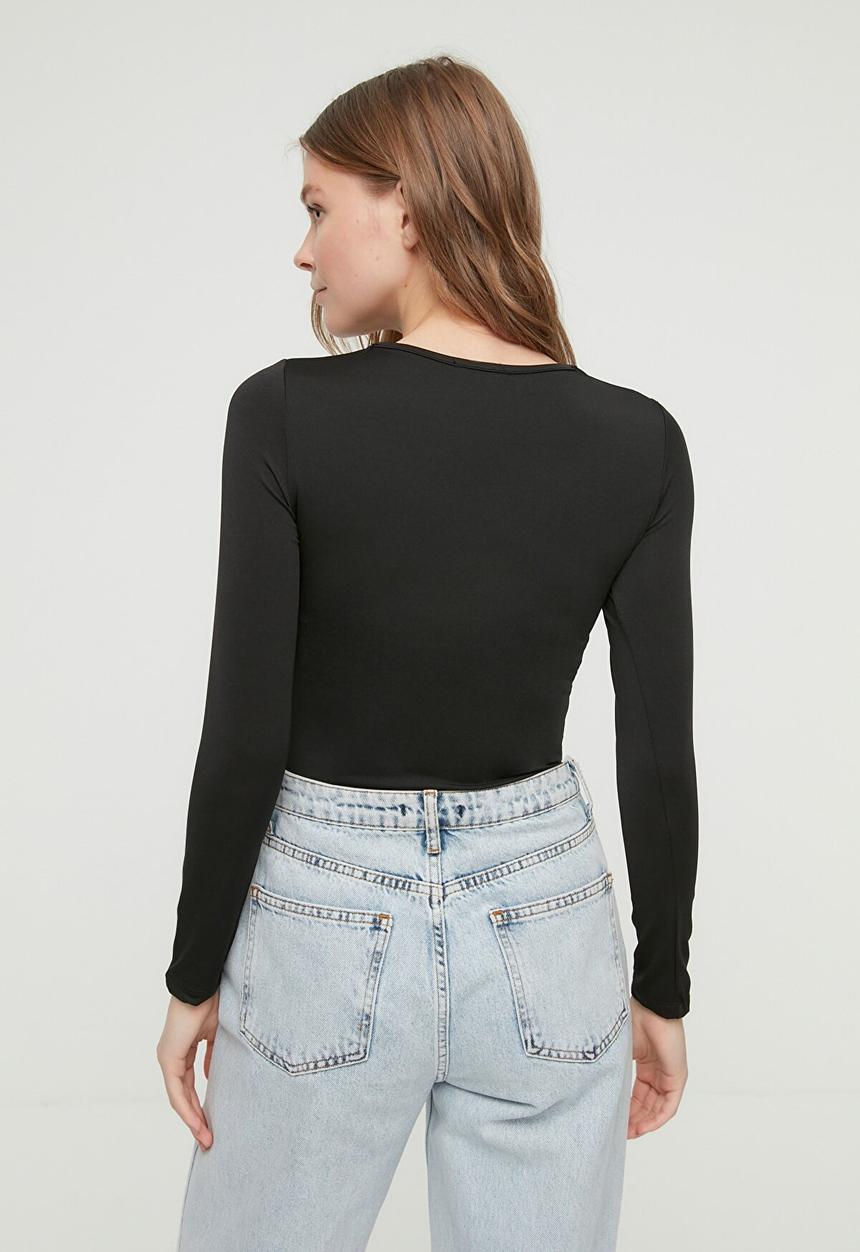 Trendyol - Ruched front bodysuit  - black