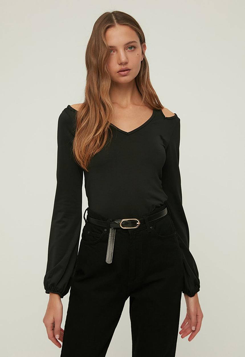 Trendyol - Cut out knitted bodysuit  - black