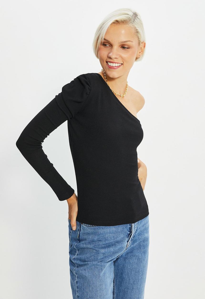 Trendyol - One-shoulder tee - black