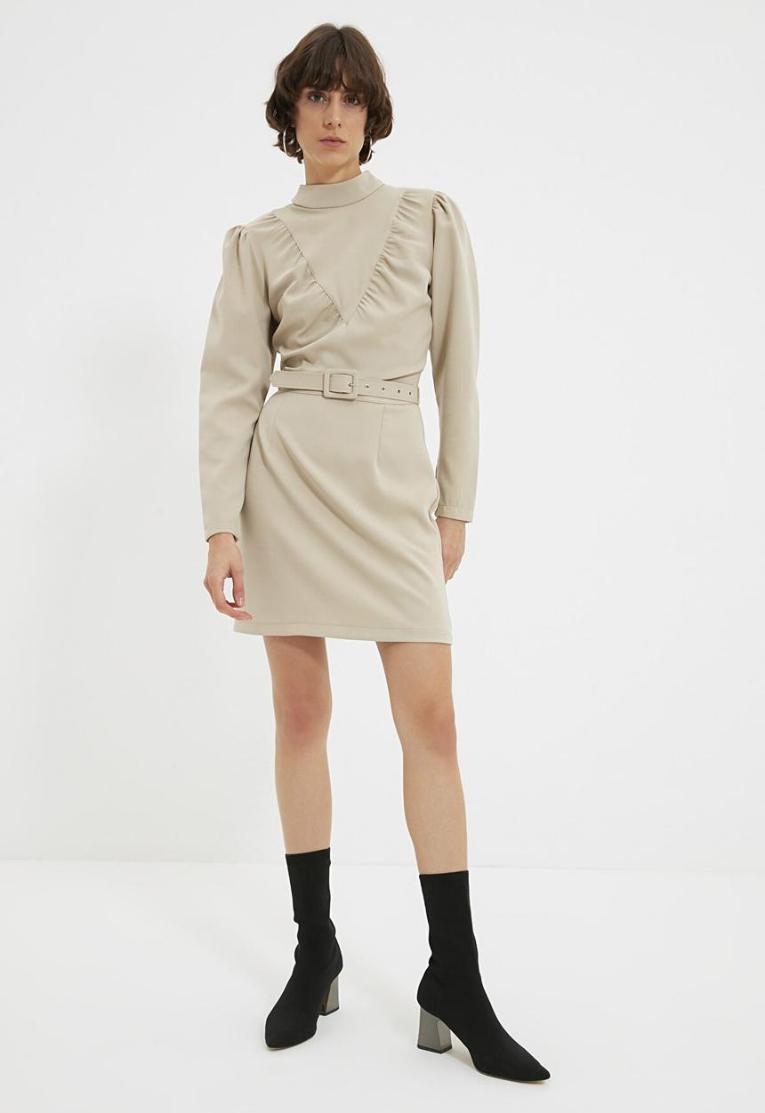 Trendyol - Belt dress  - stone