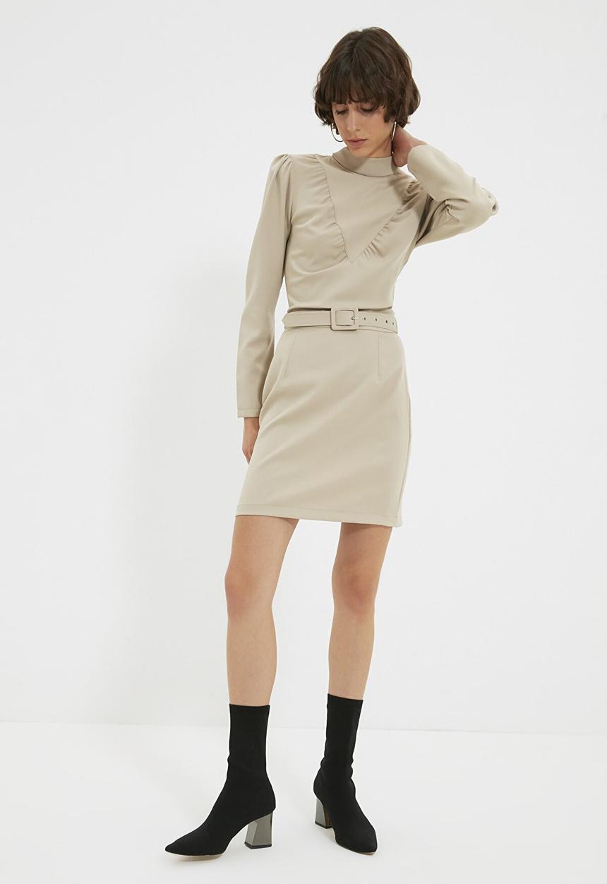 Trendyol - Belt dress  - stone