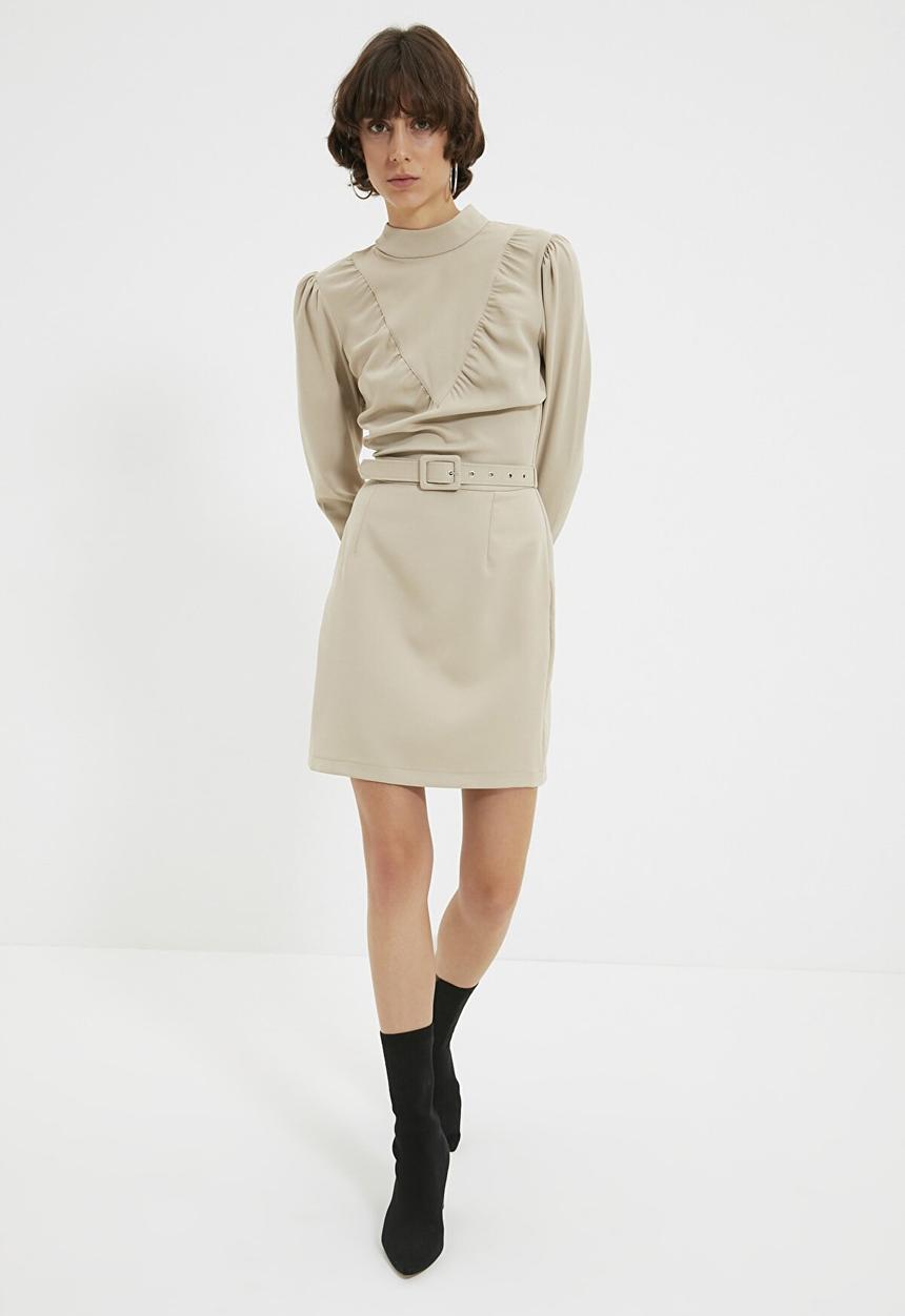 Trendyol - Belt dress  - stone