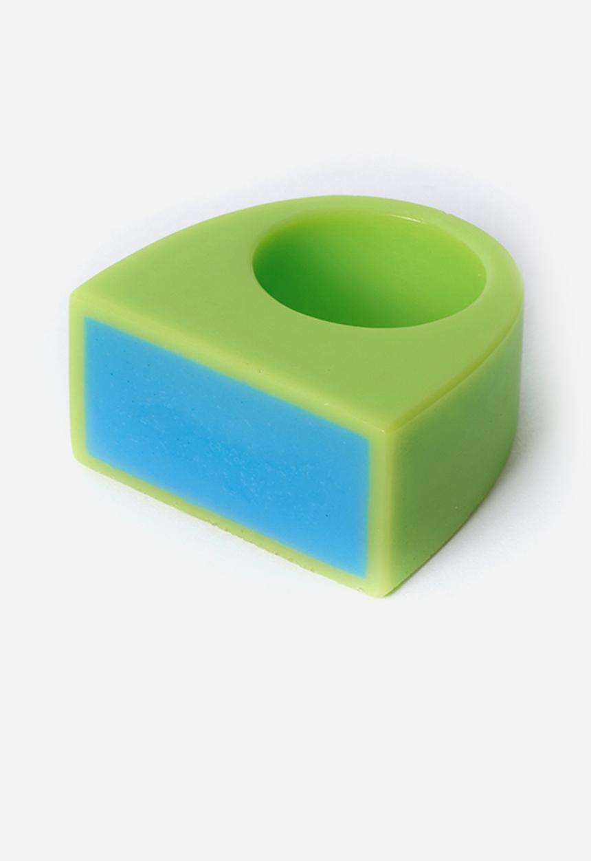 Pina Jewels - Resin block ring - green/blue
