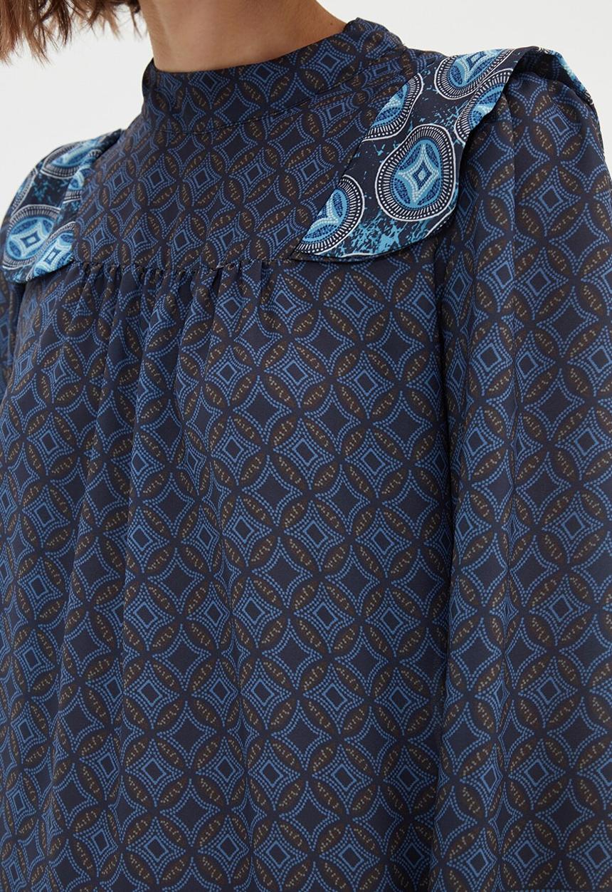 Trendyol - Belted frilly dress - navy