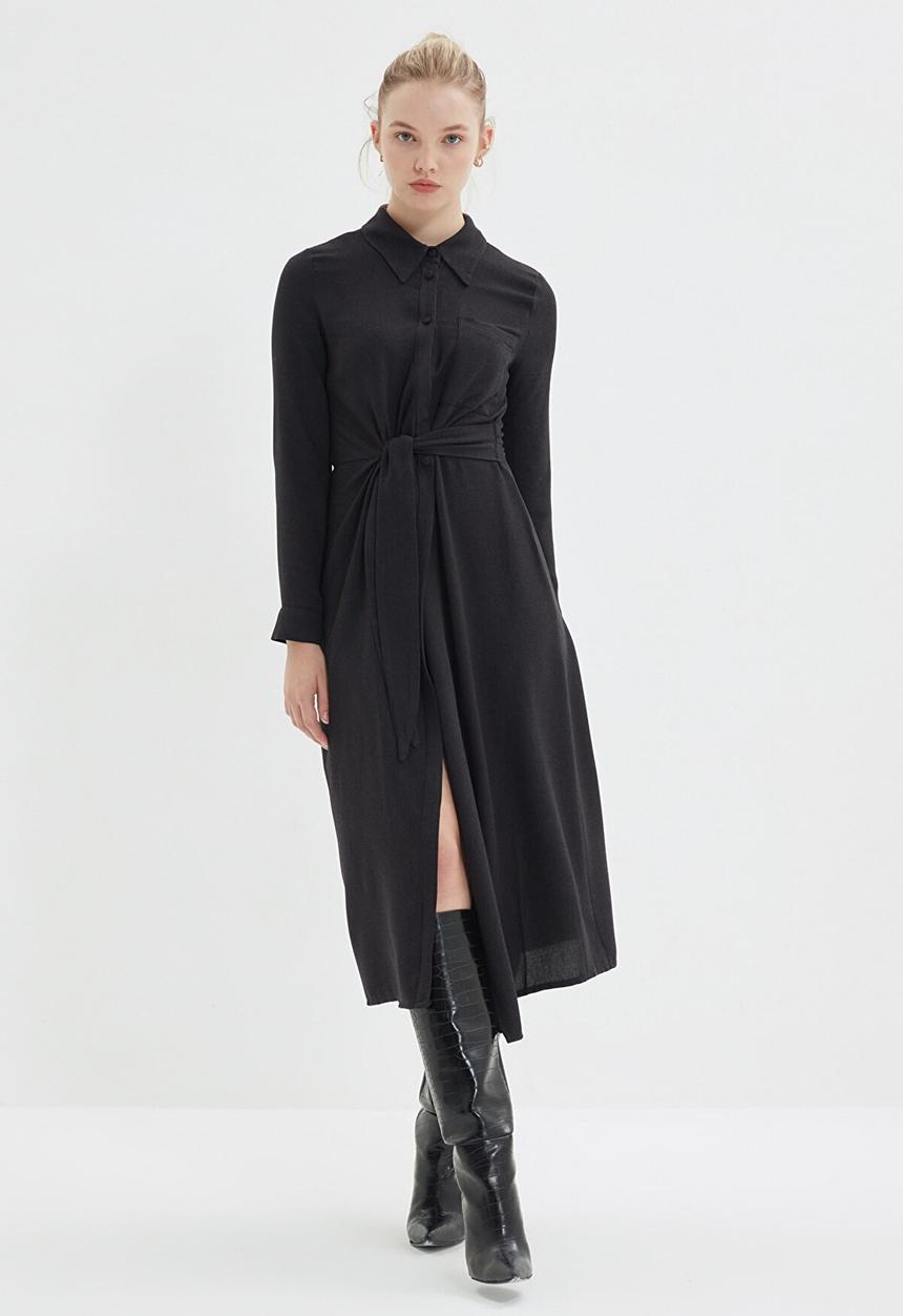 Trendyol - Belted dress  - black