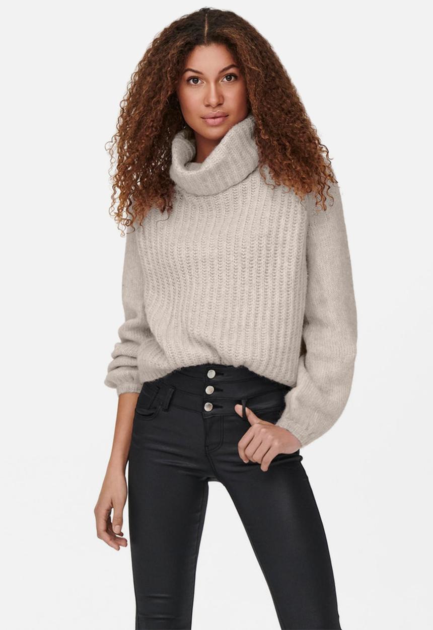 ONLY - Scala long sleeve rollneck pullover - pumice stone