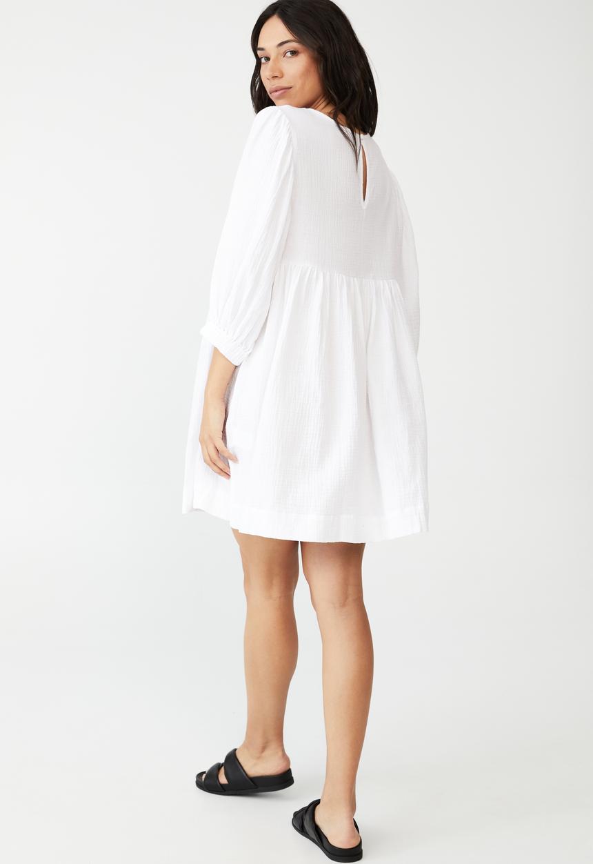 Cotton On - Maternity cheese cloth smock sleeved dress - white