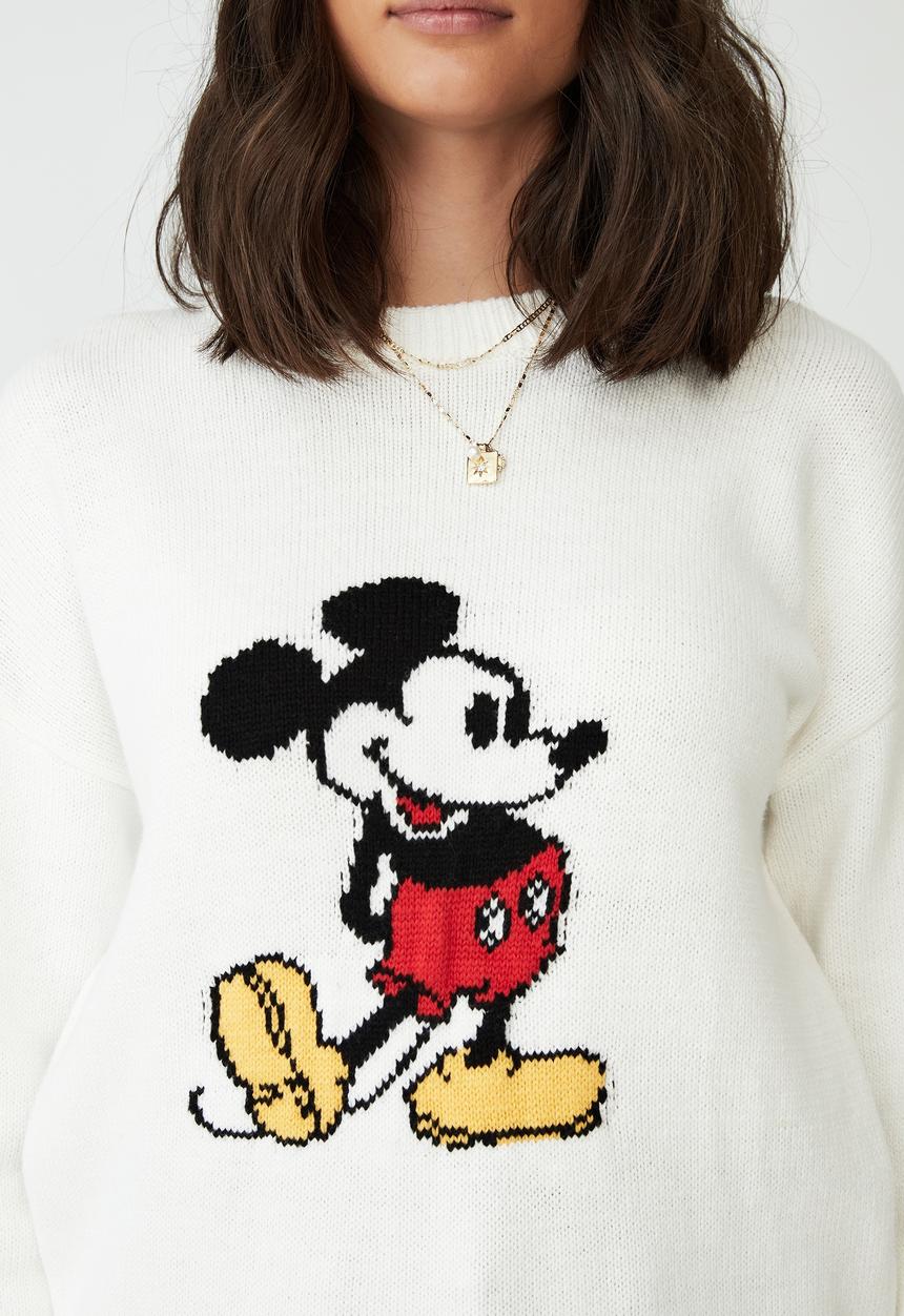 Cotton On - Mickey intarsia pullover - white