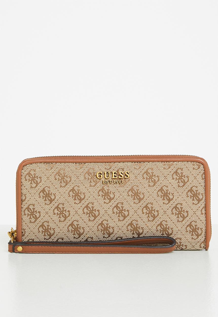 GUESS - Aviana slg large zip around - latte & cognac