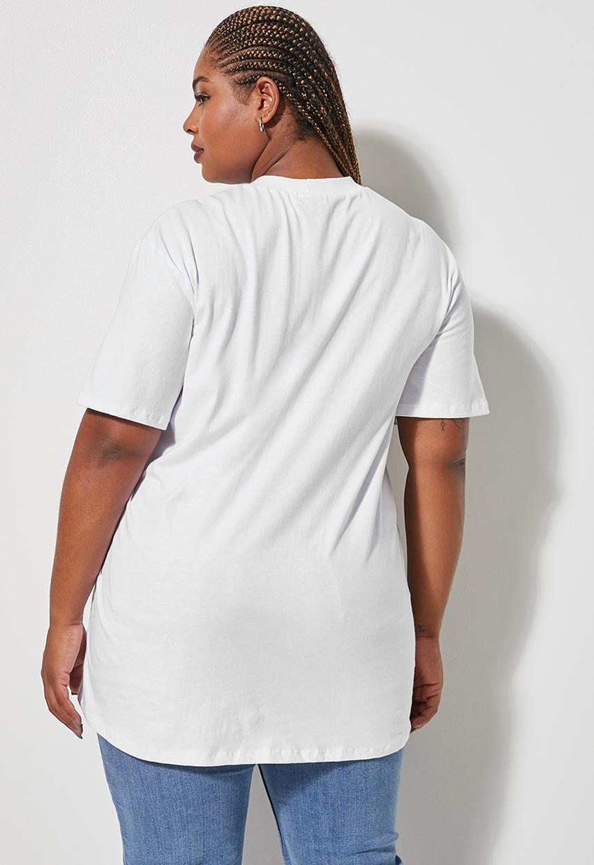 Superbalist - Longline graphic tee - white