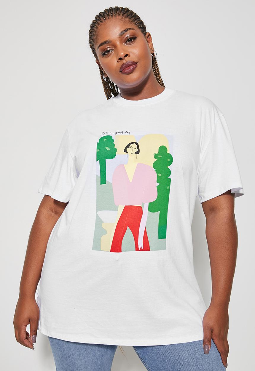 Superbalist - Longline graphic tee - white
