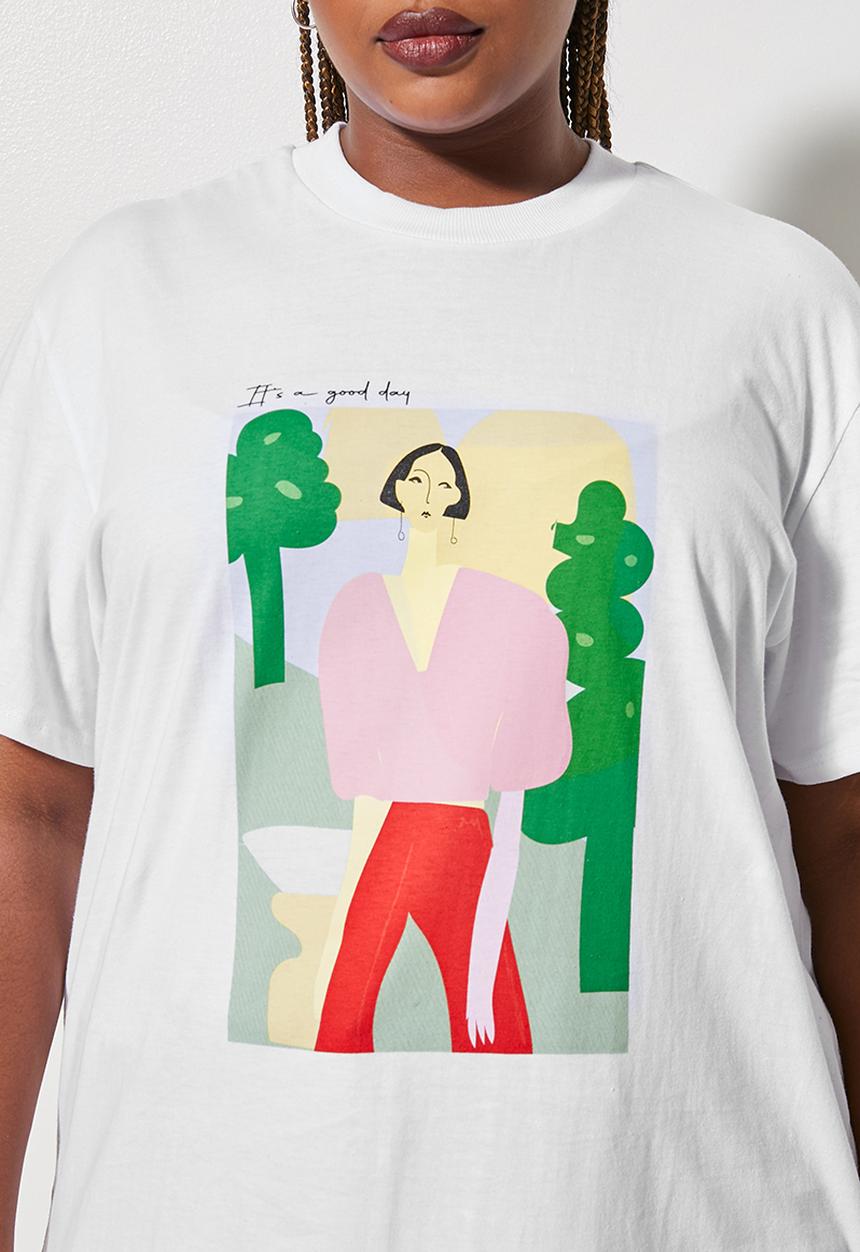 Superbalist - Longline graphic tee - white