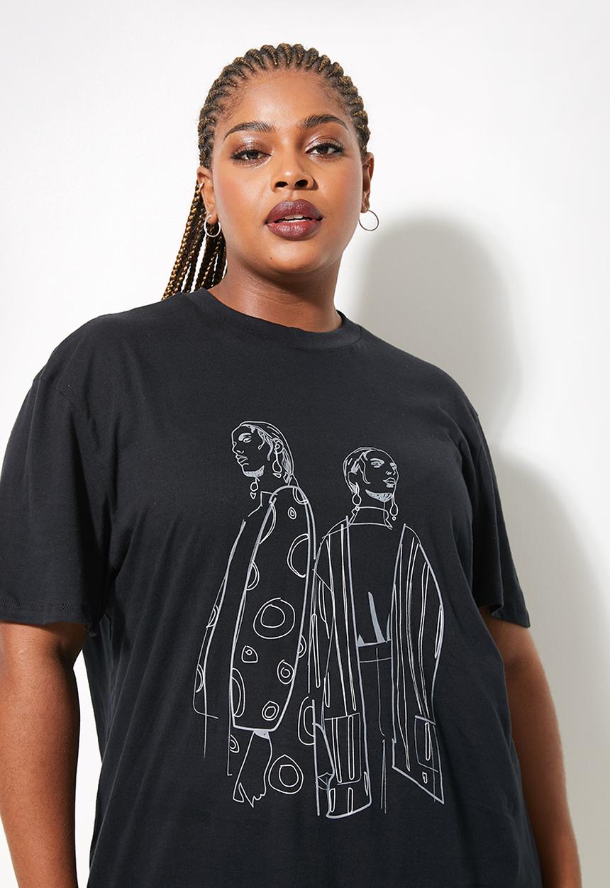 Superbalist - Longline graphic tee - black