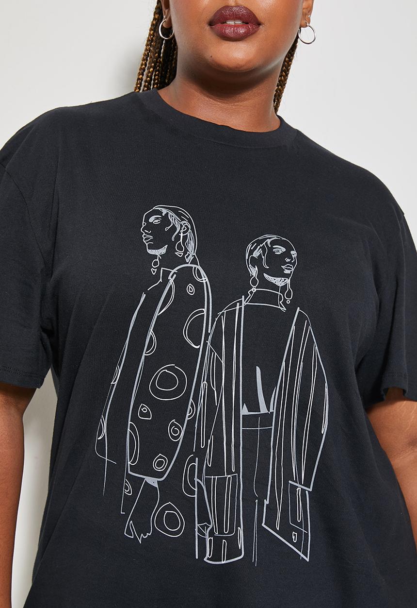 Superbalist - Longline graphic tee - black