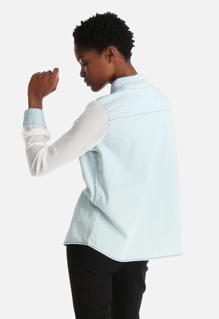 Noisy May - Ghost Denim Chiffon Shirt