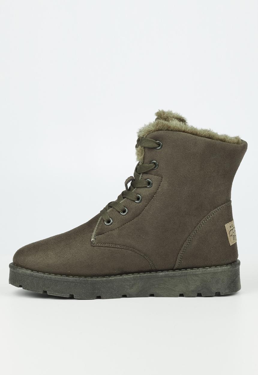 Miss Black - Rae4 lace-up ankle boot - olive