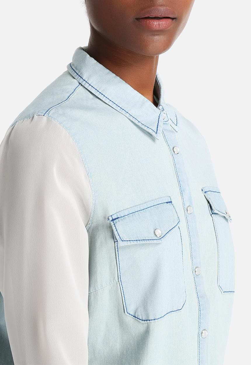 Noisy May - Ghost Denim Chiffon Shirt