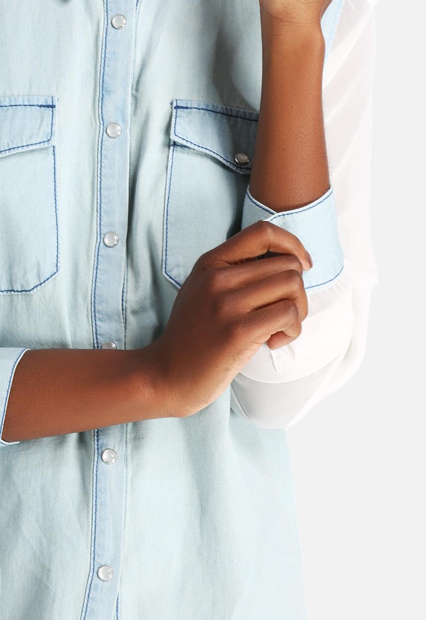 Noisy May - Ghost Denim Chiffon Shirt