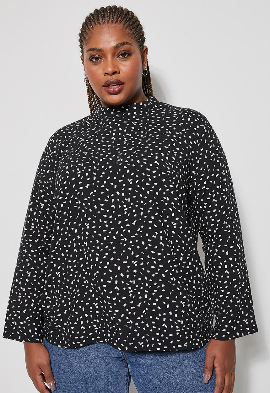 Superbalist - Funnel neck shell - black & white