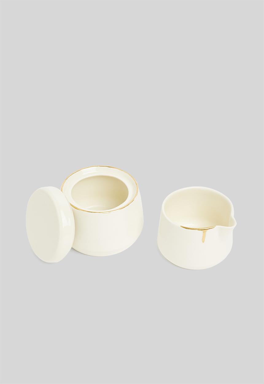 Urchin Art - Cirilla sugar pot and creamer set - cream & gold