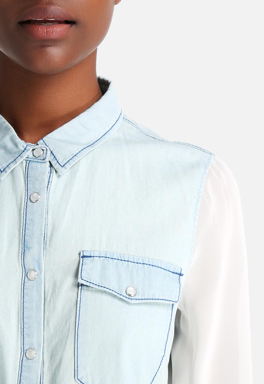 Noisy May - Ghost Denim Chiffon Shirt
