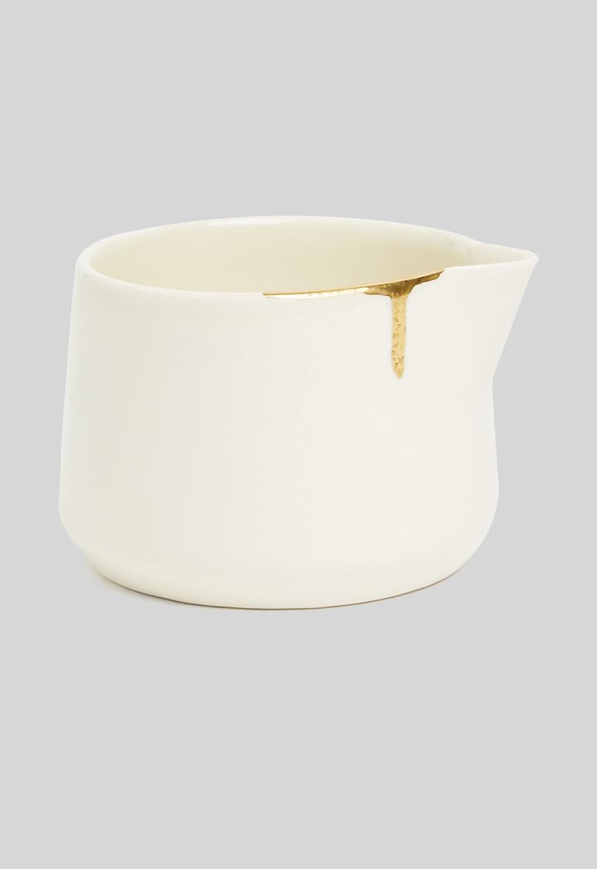 Urchin Art - Cirilla sugar pot and creamer set - cream & gold