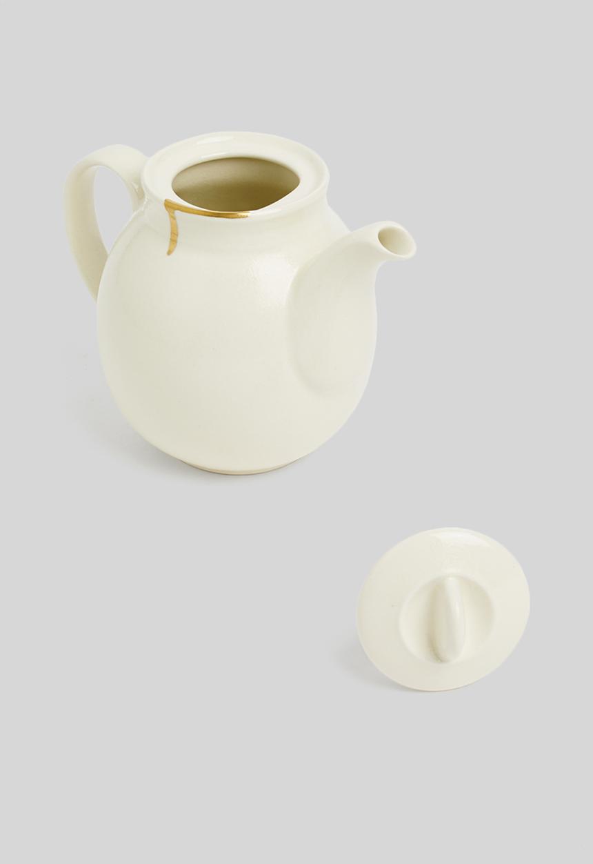 Urchin Art - Cirilla teapot- cream & gold