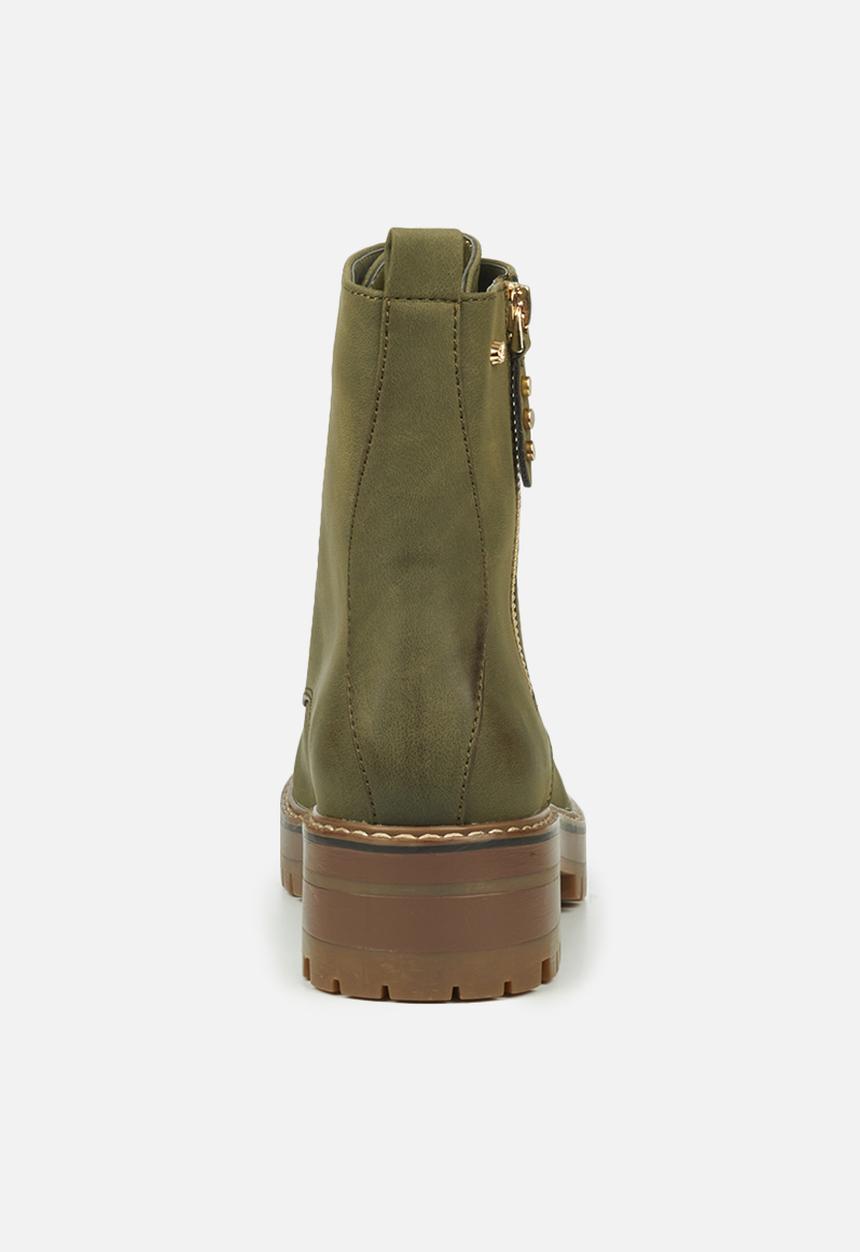 Miss Black - Fox5 lace-up ankle boot - olive