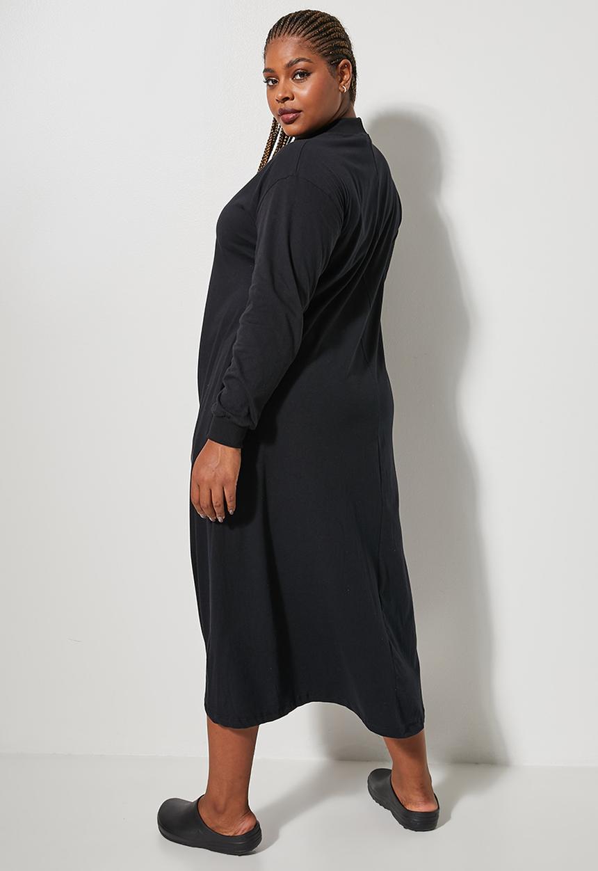 Superbalist - Long sleeve funnel neck trapeze dress - black