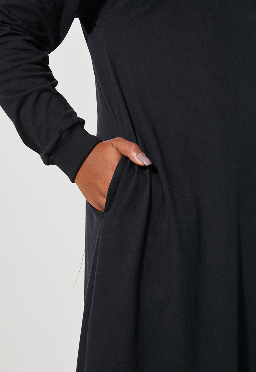 Superbalist - Long sleeve funnel neck trapeze dress - black