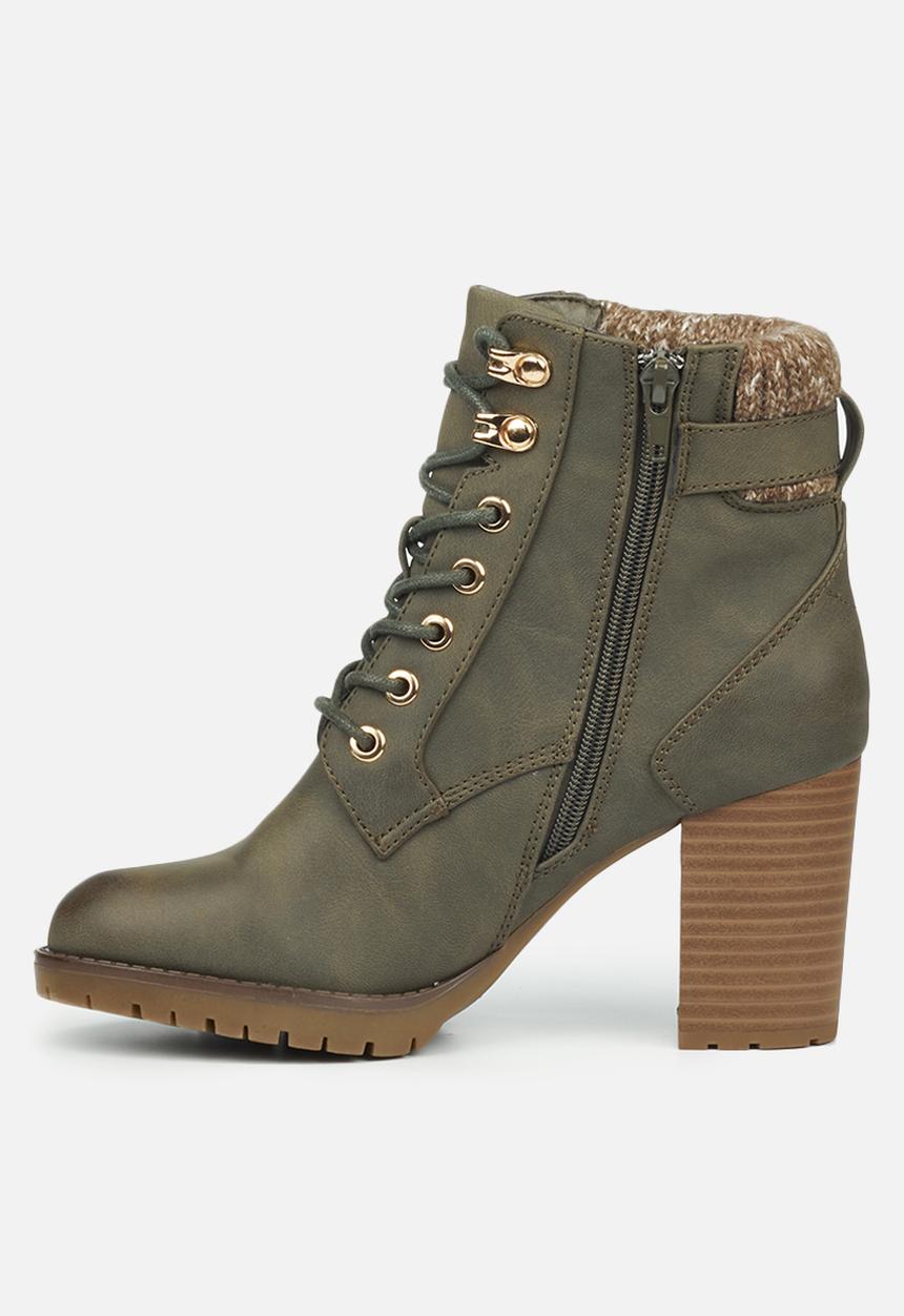 Miss Black - Delta1 lace-up ankle boot - olive