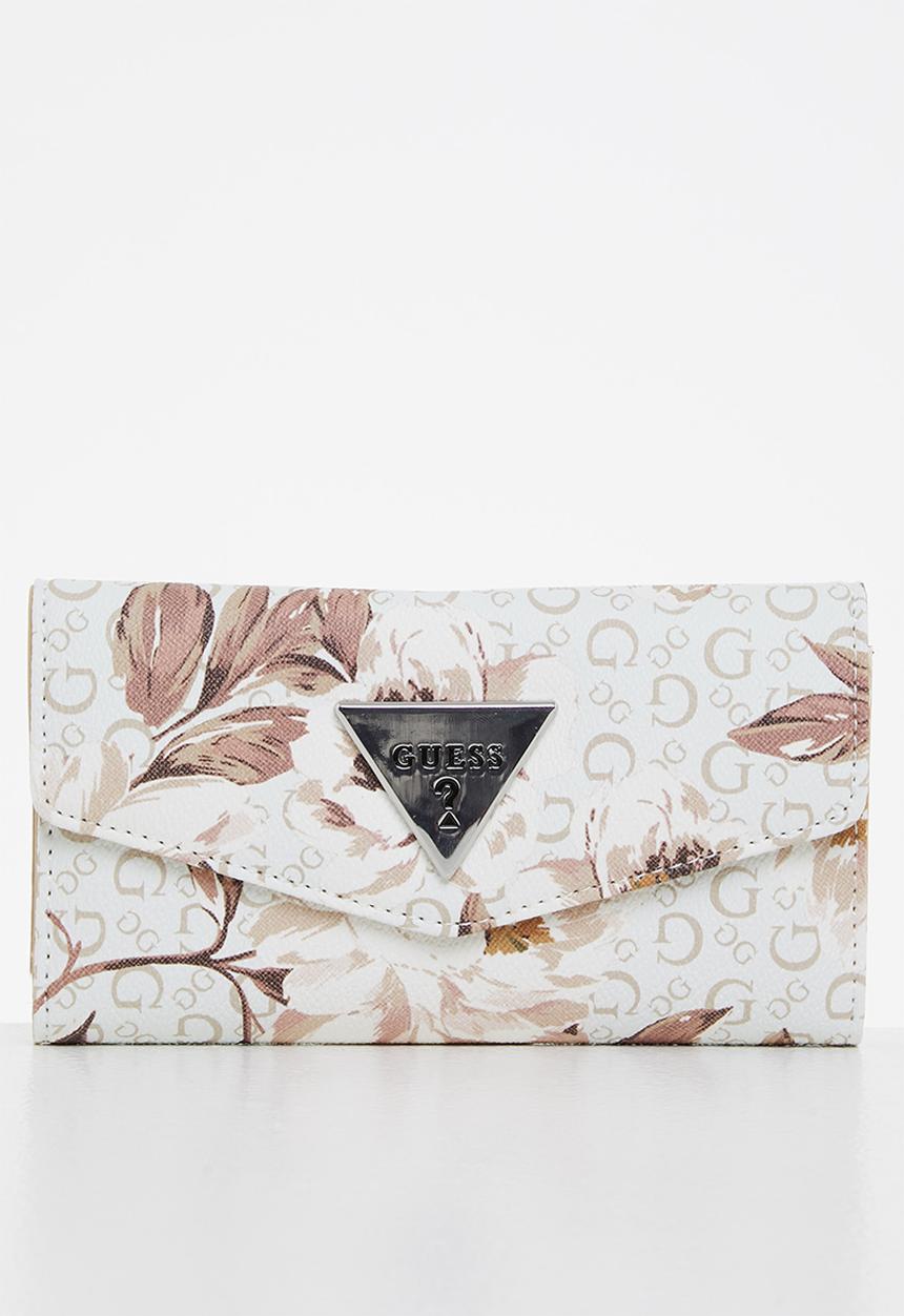 GUESS - Basira slg slim clutch - white & beige 