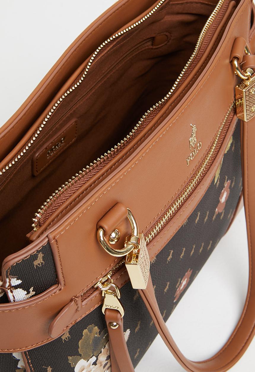 POLO - Floral shopper - brown