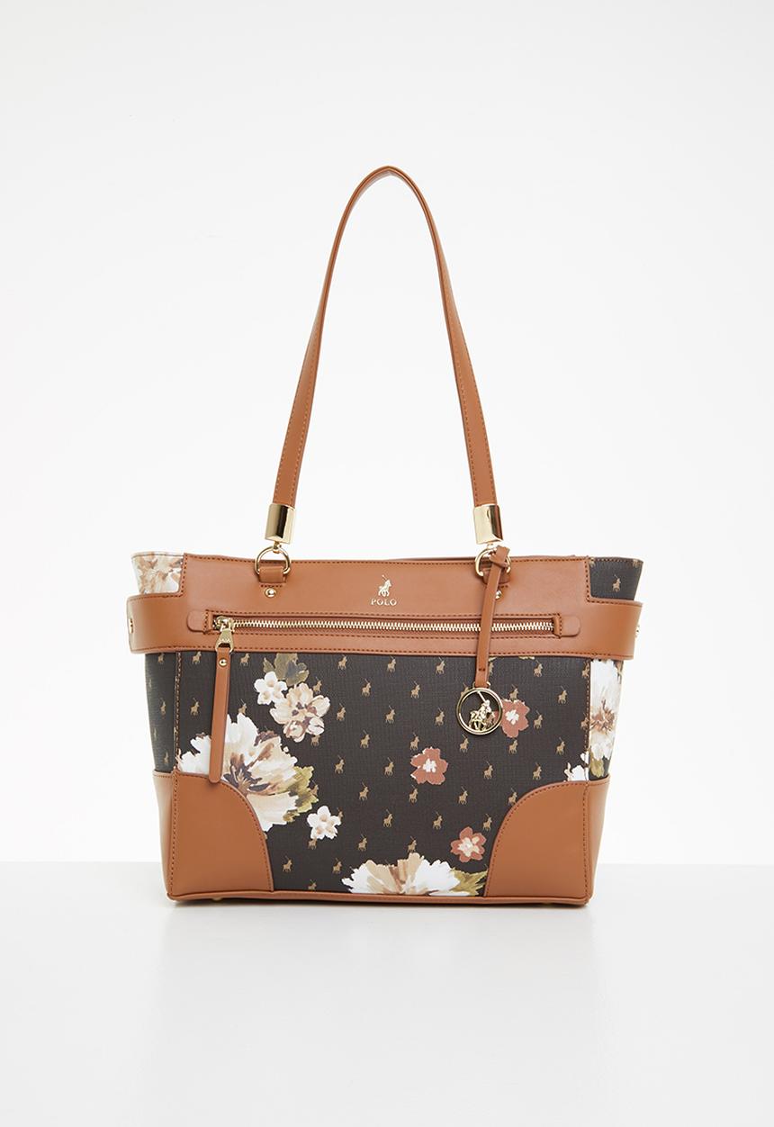 POLO - Floral tote bag - brown