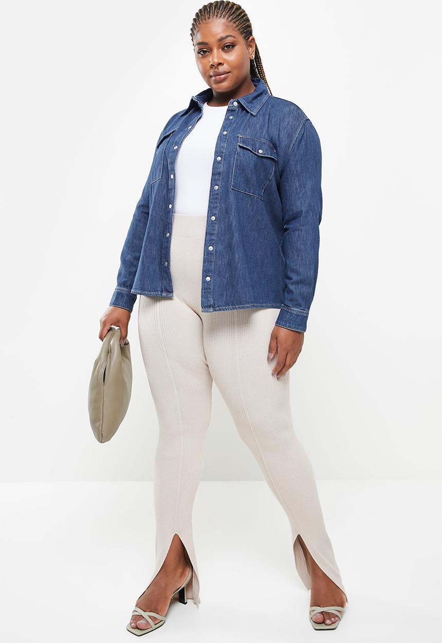 MANGO - Plus shirt julie - denim open blue
