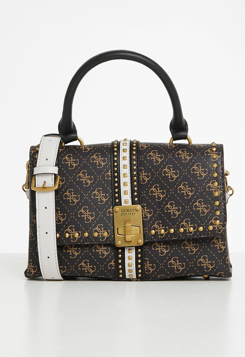 GUESS - Kasinta top handle flap - brown logo multi