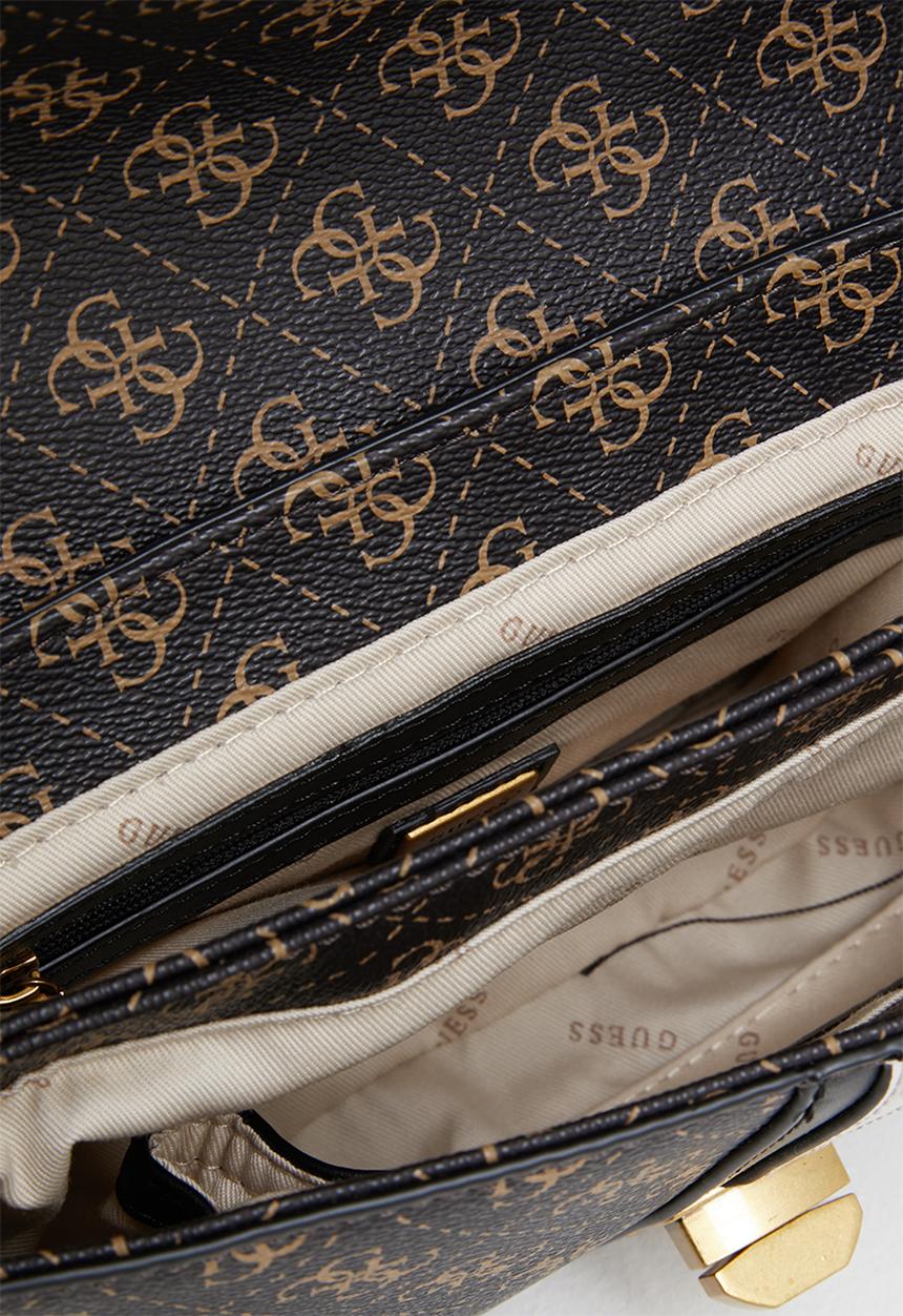 GUESS - Kasinta top handle flap - brown logo multi
