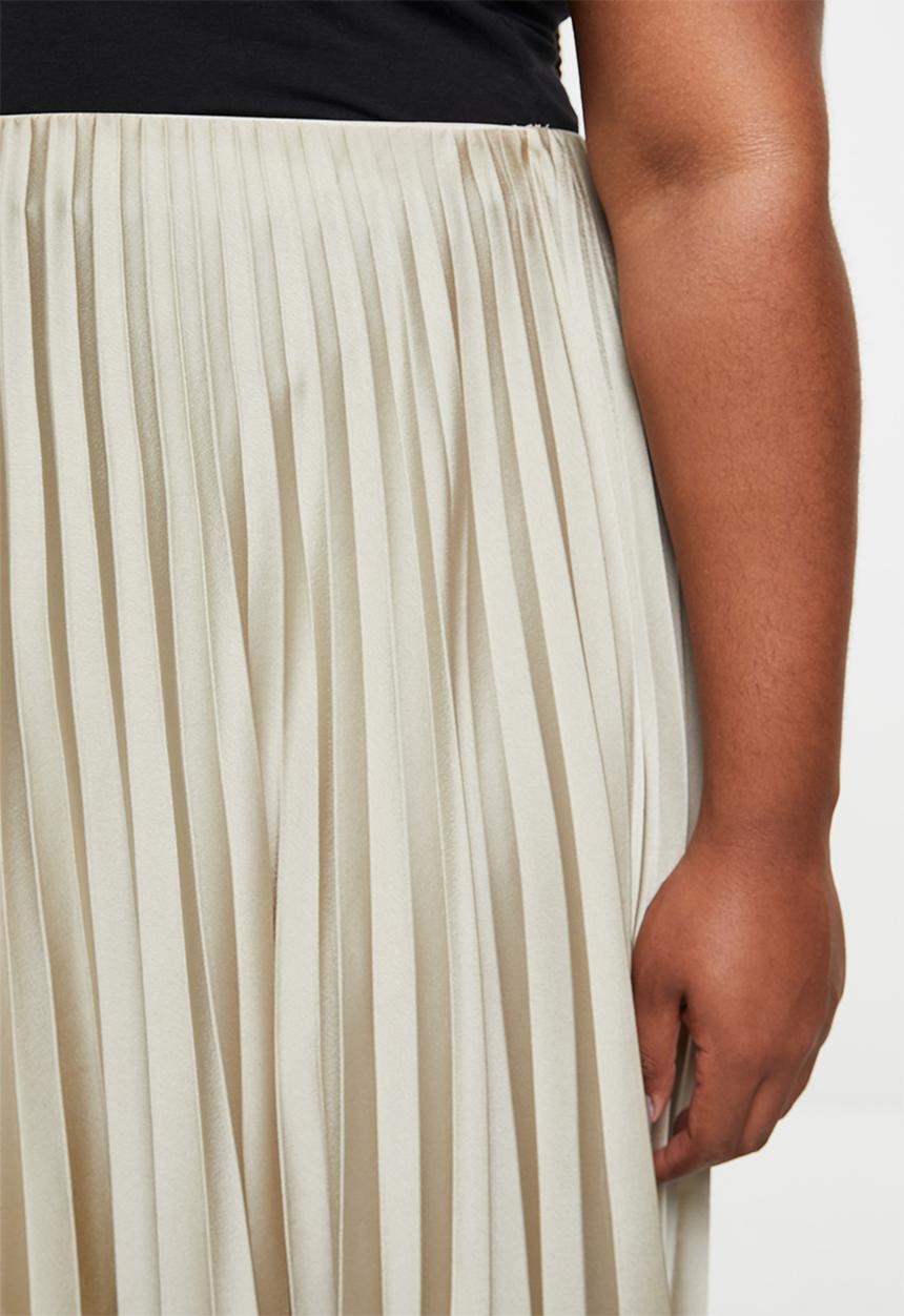 MANGO - Plus skirt plisado - light beige