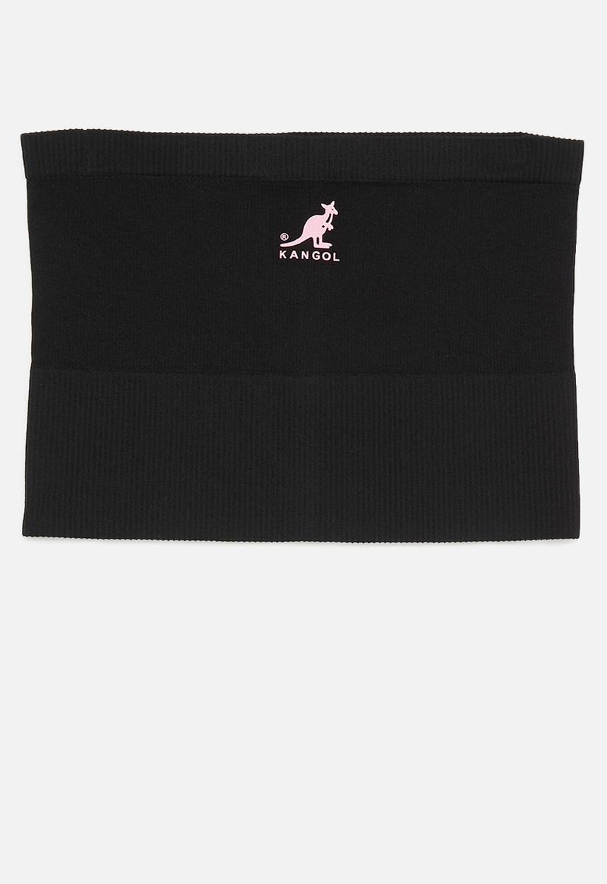 KANGOL - Single ribbed seamless longline bandeau with cf placement print - black