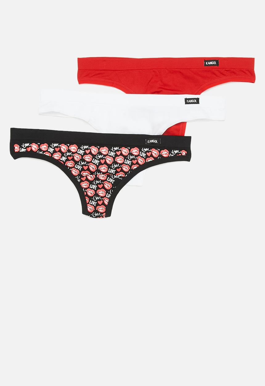 KANGOL - 3 Pack printed & plain seamless thong - multi 