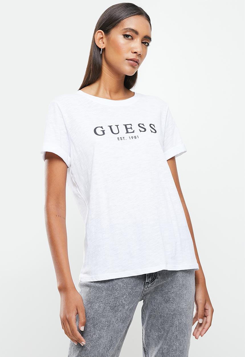 GUESS - Es short sleeve Guess 1981 roll cuff tee - white