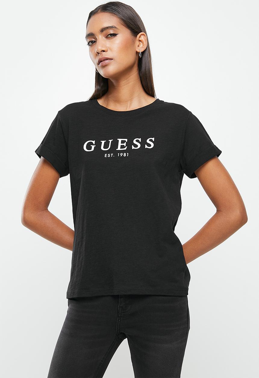 GUESS - Es short sleeve Guess 1981 roll cuff tee - jet black