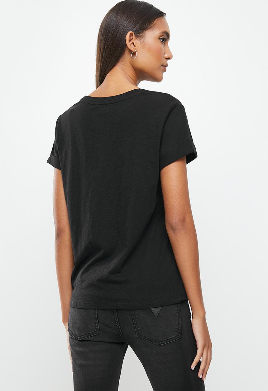 GUESS - Es short sleeve Guess 1981 roll cuff tee - jet black