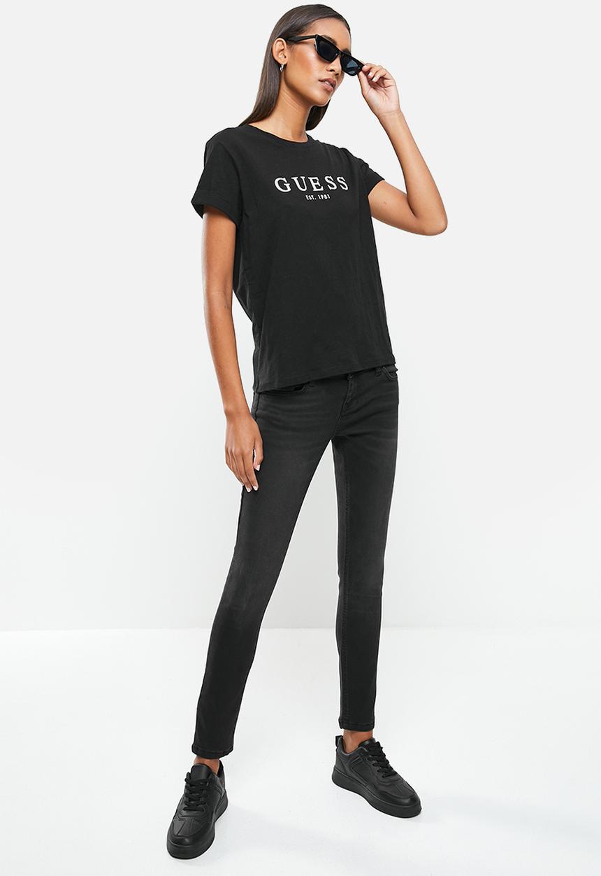 GUESS - Es short sleeve Guess 1981 roll cuff tee - jet black