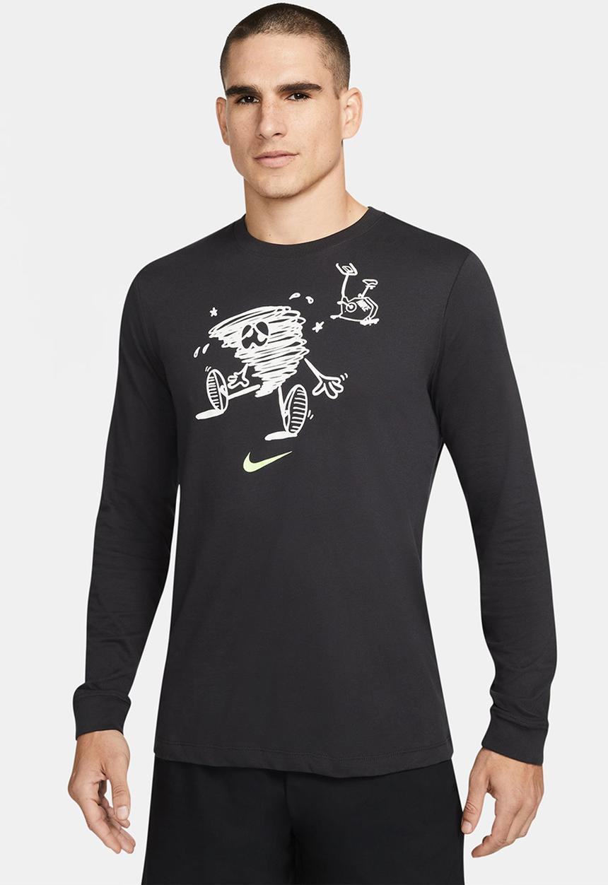 Nike - Dri-FIT Spin Graphic Long Sleeve Humour T-Shirt - Black