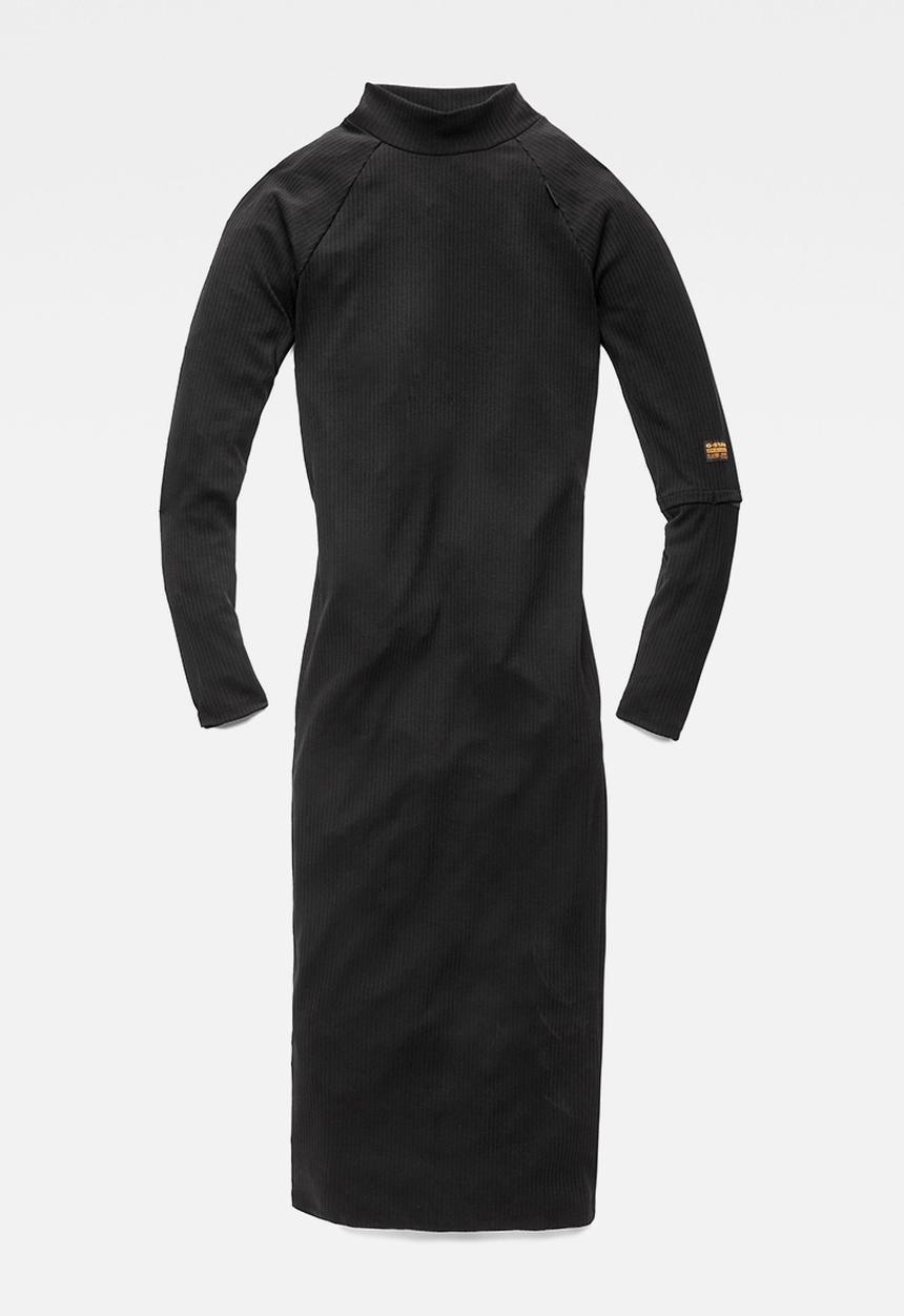 G-STAR - Slim rib hidden pocket dress - black