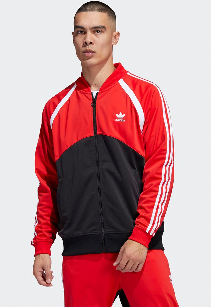 adidas Originals - SST Blocked Track Jacket- Black & vivid Red